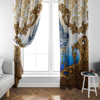 Vatican Baroque Window Curtain St. Peter’s Basilica & Catholic Flag Gold Ornate