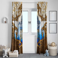 Vatican Baroque Window Curtain St. Peter’s Basilica & Catholic Flag Gold Ornate