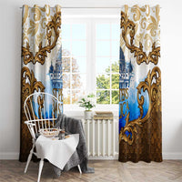 Vatican Baroque Window Curtain St. Peter’s Basilica & Catholic Flag Gold Ornate