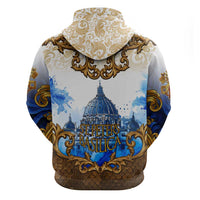 Vatican Baroque Zip Hoodie St. Peter’s Basilica & Catholic Flag Gold Ornate