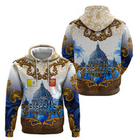 Vatican Baroque Zip Hoodie St. Peter’s Basilica & Catholic Flag Gold Ornate