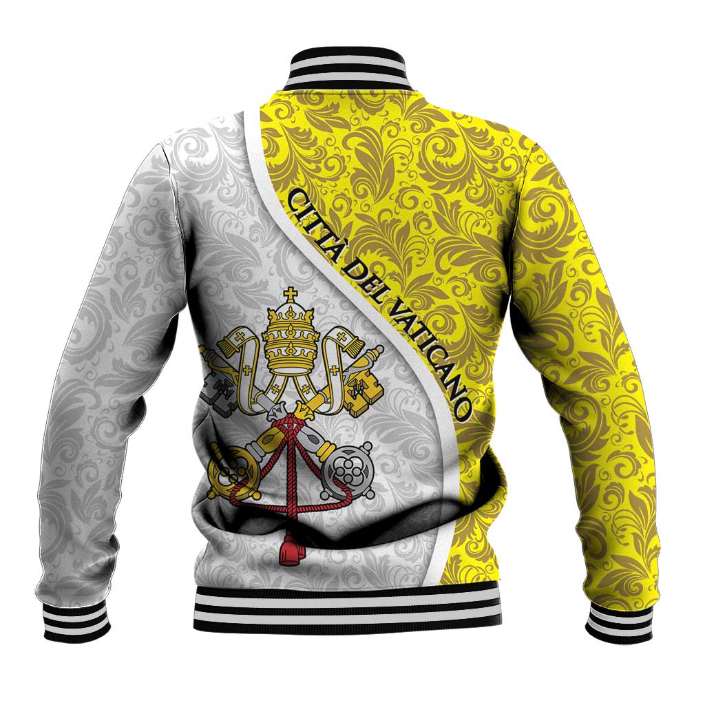 Vatican City Baseball Jacket Papal Keys & Tiara Emblem with Gold Baroque Pattern