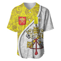 Vatican City Baseball Jersey Papal Keys & Tiara Emblem with Gold Baroque Pattern