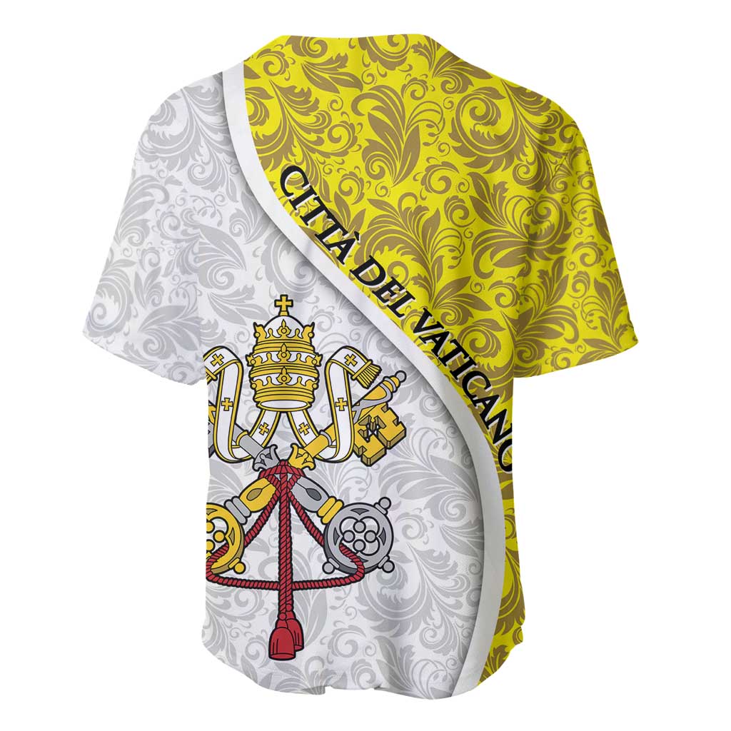 Vatican City Baseball Jersey Papal Keys & Tiara Emblem with Gold Baroque Pattern