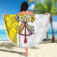 Vatican City Beach Blanket Papal Keys & Tiara Emblem with Gold Baroque Pattern