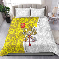 Vatican City Bedding Set Papal Keys & Tiara Emblem with Gold Baroque Pattern