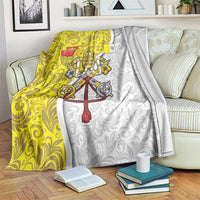 Vatican City Blanket Papal Keys & Tiara Emblem with Gold Baroque Pattern