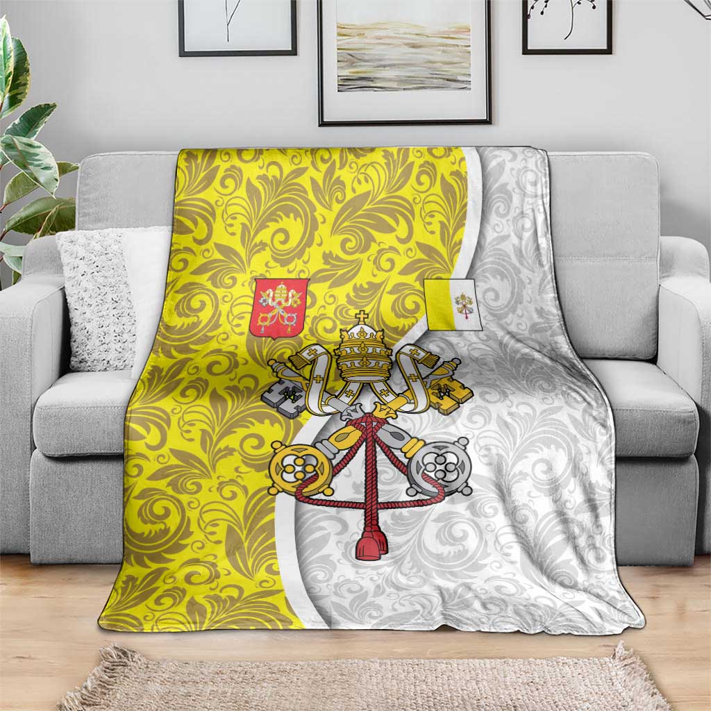 Vatican City Blanket Papal Keys & Tiara Emblem with Gold Baroque Pattern