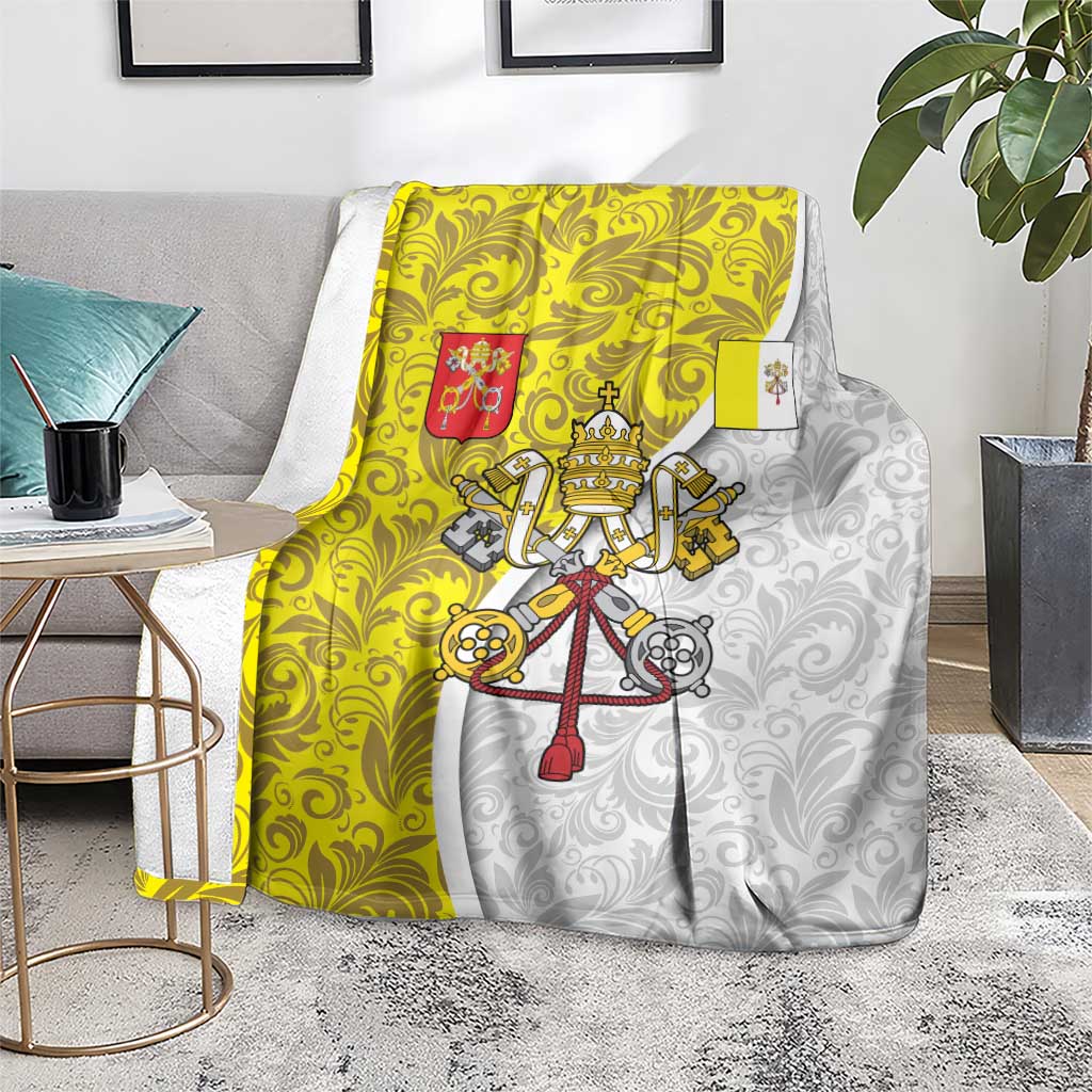 Vatican City Blanket Papal Keys & Tiara Emblem with Gold Baroque Pattern