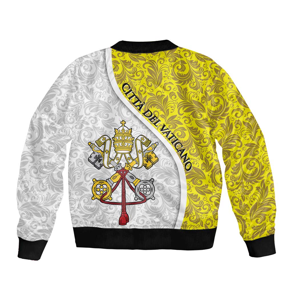 Vatican City Bomber Jacket Papal Keys & Tiara Emblem with Gold Baroque Pattern