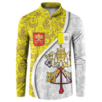 Vatican City Button Sweatshirt Papal Keys & Tiara Emblem with Gold Baroque Pattern