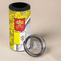 Vatican City 4 in 1 Can Cooler Tumbler Papal Keys & Tiara Emblem with Gold Baroque Pattern