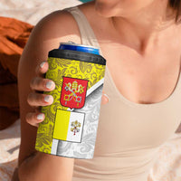 Vatican City 4 in 1 Can Cooler Tumbler Papal Keys & Tiara Emblem with Gold Baroque Pattern