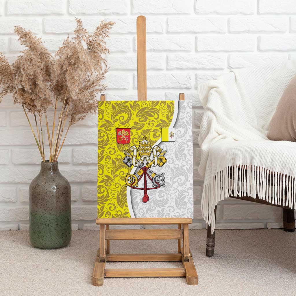 Vatican City Canvas Wall Art Papal Keys & Tiara Emblem with Gold Baroque Pattern