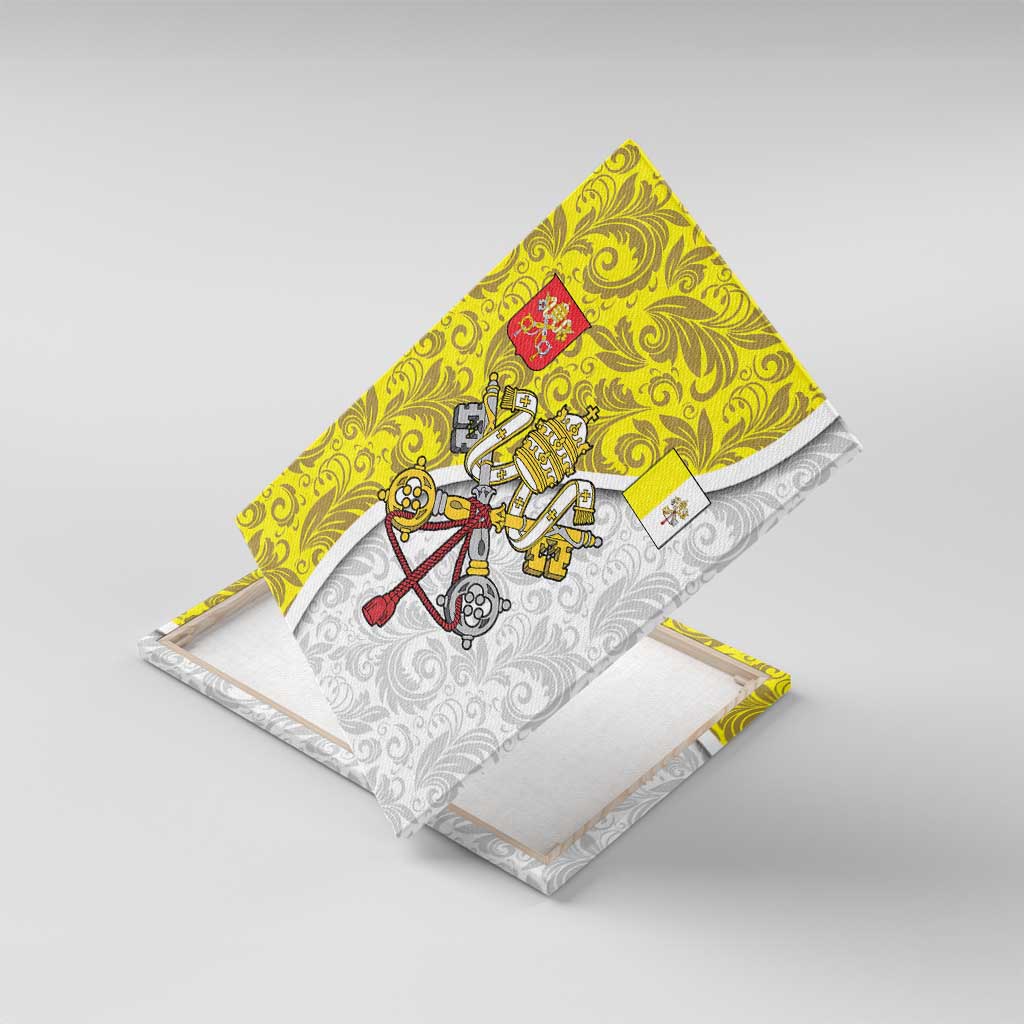 Vatican City Canvas Wall Art Papal Keys & Tiara Emblem with Gold Baroque Pattern