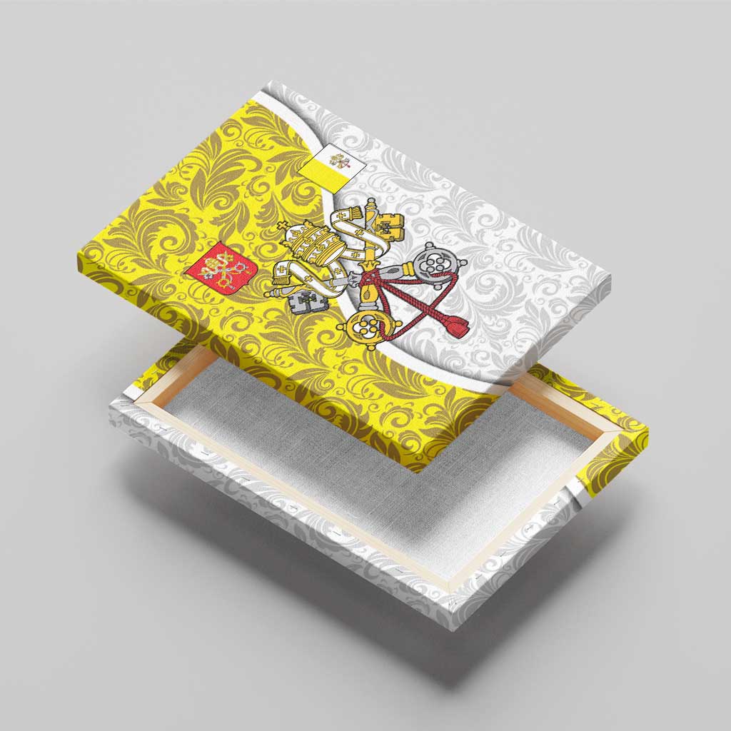 Vatican City Canvas Wall Art Papal Keys & Tiara Emblem with Gold Baroque Pattern