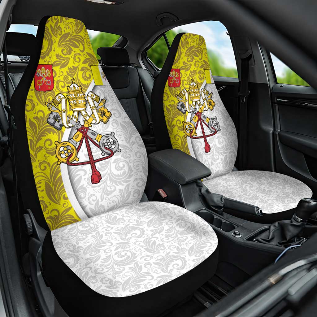 Vatican City Car Seat Cover Papal Keys & Tiara Emblem with Gold Baroque Pattern