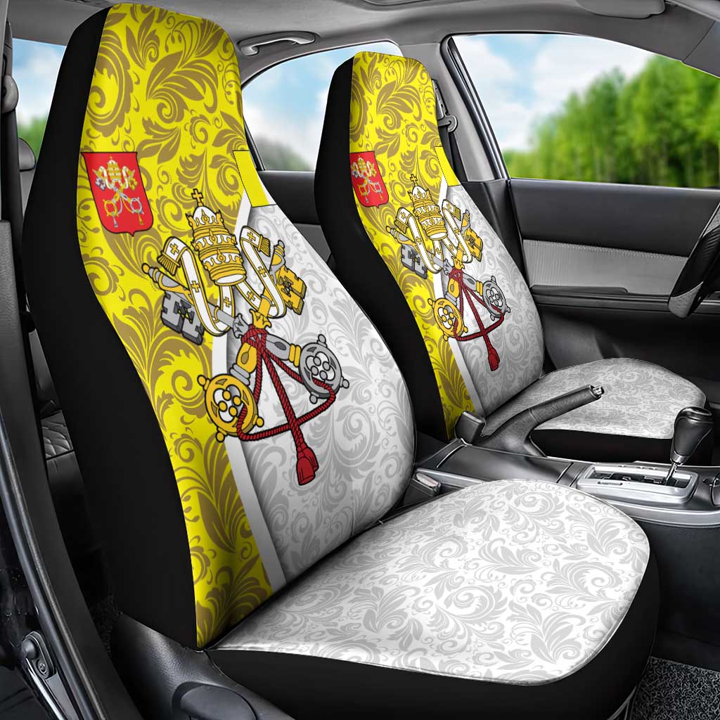 Vatican City Car Seat Cover Papal Keys & Tiara Emblem with Gold Baroque Pattern