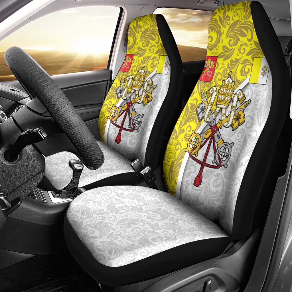 Vatican City Car Seat Cover Papal Keys & Tiara Emblem with Gold Baroque Pattern
