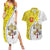 Vatican City Couples Matching Summer Maxi Dress and Hawaiian Shirt Papal Keys & Tiara Emblem with Gold Baroque Pattern
