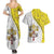 Vatican City Couples Matching Summer Maxi Dress and Hawaiian Shirt Papal Keys & Tiara Emblem with Gold Baroque Pattern