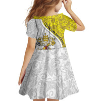 Vatican City Family Matching Long Sleeve Bodycon Dress and Hawaiian Shirt Papal Keys & Tiara Emblem with Gold Baroque Pattern