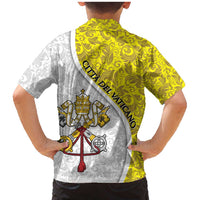 Vatican City Family Matching Mermaid Dress and Hawaiian Shirt Papal Keys & Tiara Emblem with Gold Baroque Pattern