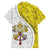 Vatican City Family Matching Off The Shoulder Long Sleeve Dress and Hawaiian Shirt Papal Keys & Tiara Emblem with Gold Baroque Pattern