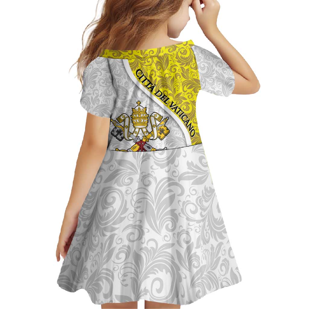 Vatican City Family Matching Off Shoulder Maxi Dress and Hawaiian Shirt Papal Keys & Tiara Emblem with Gold Baroque Pattern