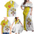 Vatican City Family Matching Off Shoulder Maxi Dress and Hawaiian Shirt Papal Keys & Tiara Emblem with Gold Baroque Pattern