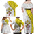 Vatican City Family Matching Off Shoulder Maxi Dress and Hawaiian Shirt Papal Keys & Tiara Emblem with Gold Baroque Pattern