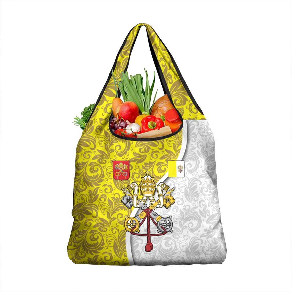 Vatican City Grocery Bag Papal Keys & Tiara Emblem with Gold Baroque Pattern