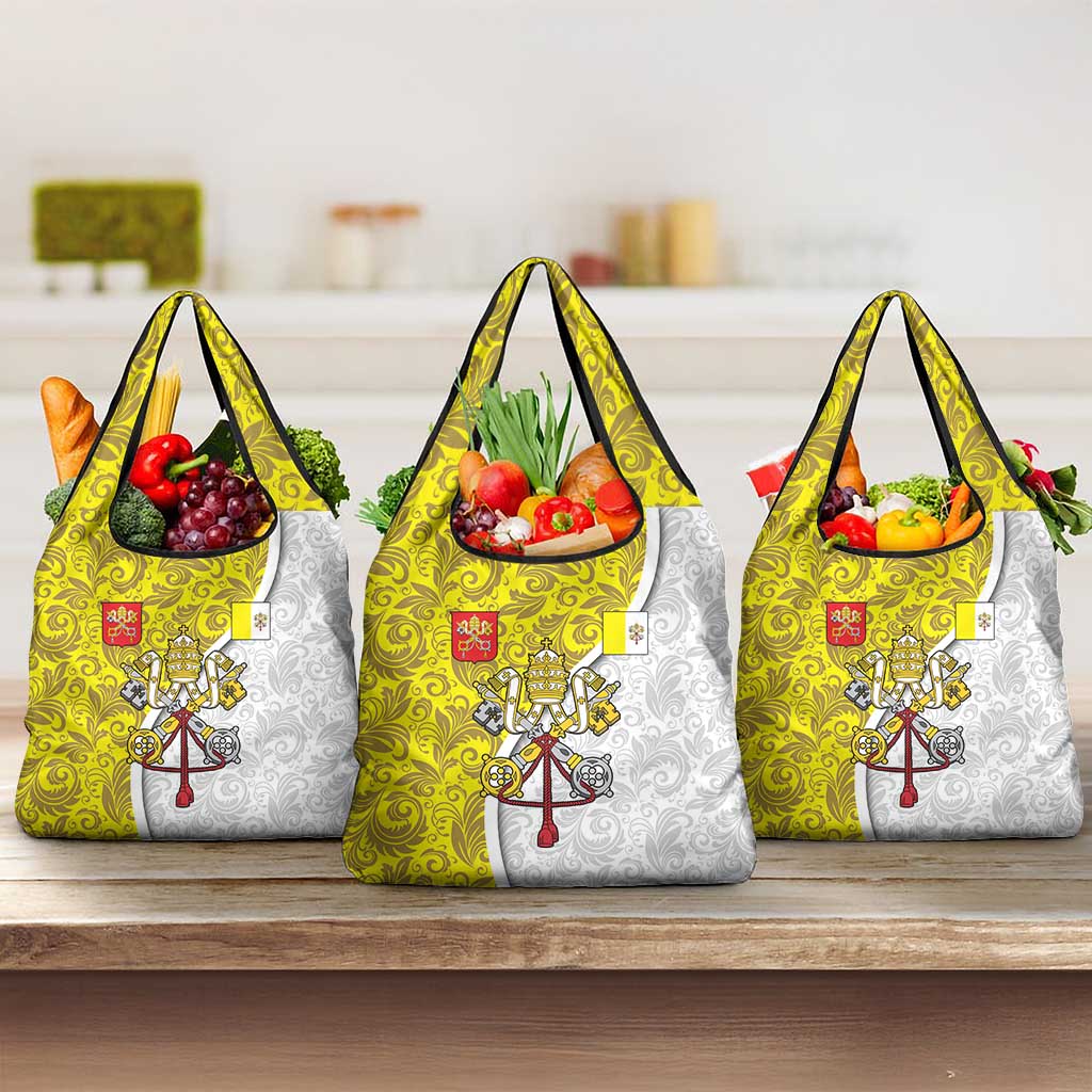 Vatican City Grocery Bag Papal Keys & Tiara Emblem with Gold Baroque Pattern