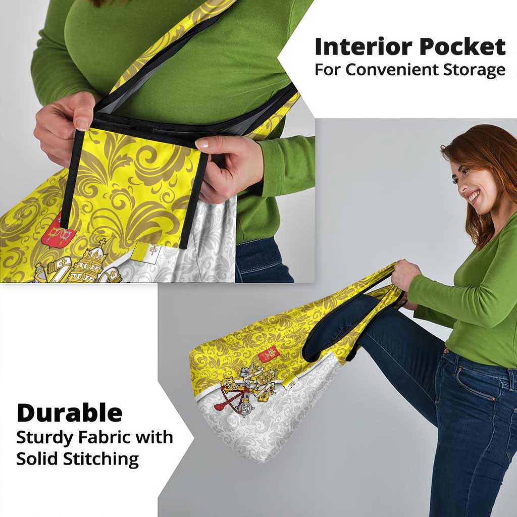 Vatican City Grocery Bag Papal Keys & Tiara Emblem with Gold Baroque Pattern