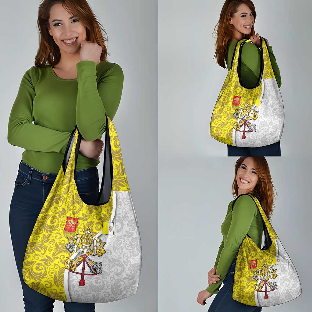 Vatican City Grocery Bag Papal Keys & Tiara Emblem with Gold Baroque Pattern