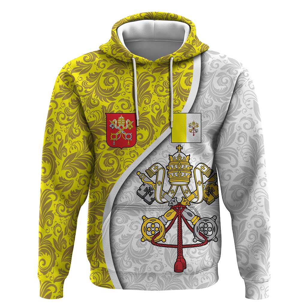 Vatican City Hoodie Papal Keys & Tiara Emblem with Gold Baroque Pattern