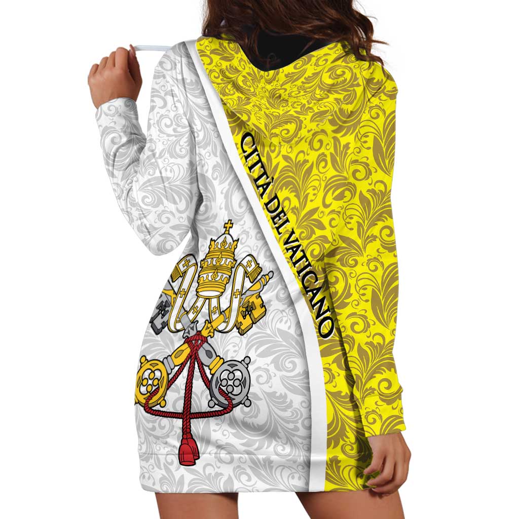 Vatican City Hoodie Dress Papal Keys & Tiara Emblem with Gold Baroque Pattern
