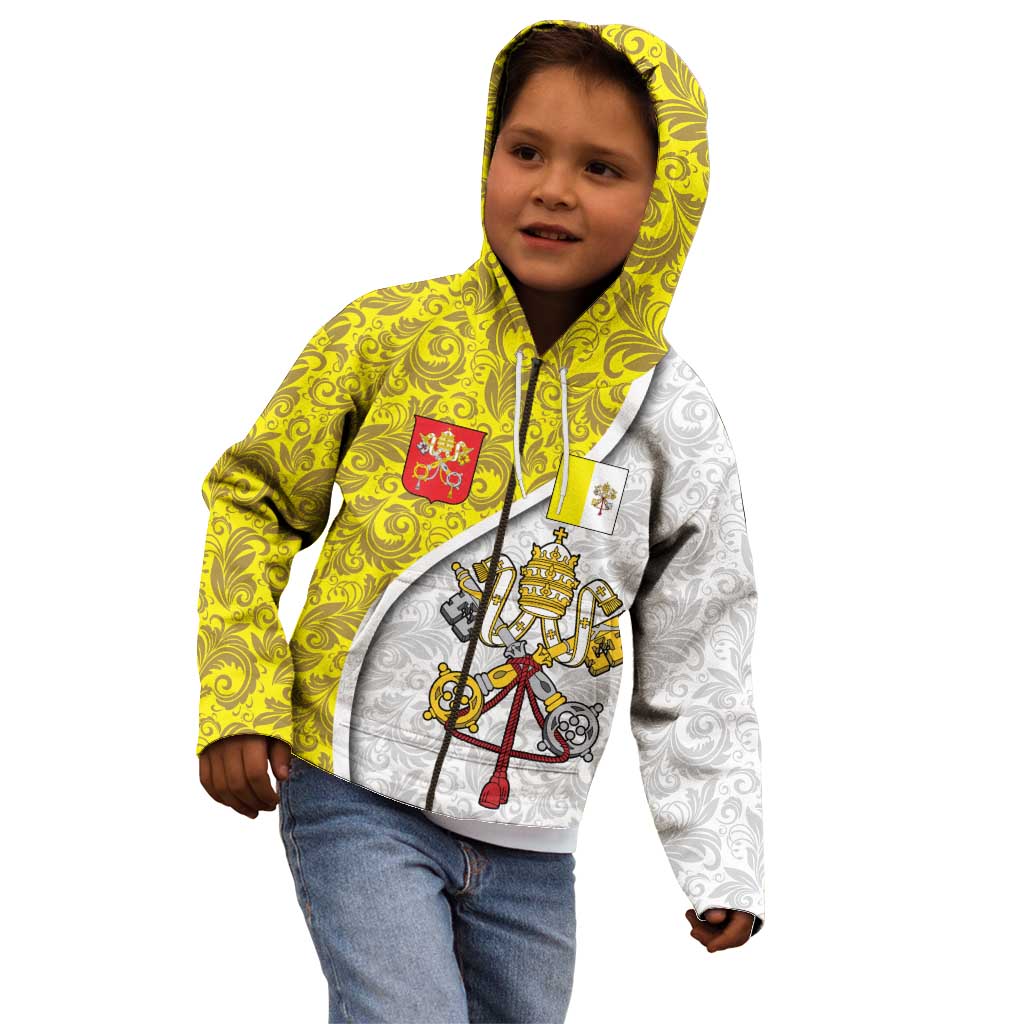 Vatican City Kid Hoodie Papal Keys & Tiara Emblem with Gold Baroque Pattern