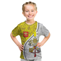 Vatican City Kid T Shirt Papal Keys & Tiara Emblem with Gold Baroque Pattern