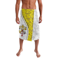 Vatican City Lavalava Papal Keys & Tiara Emblem with Gold Baroque Pattern