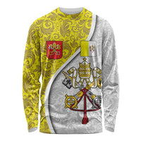 Vatican City Long Sleeve Shirt Papal Keys & Tiara Emblem with Gold Baroque Pattern