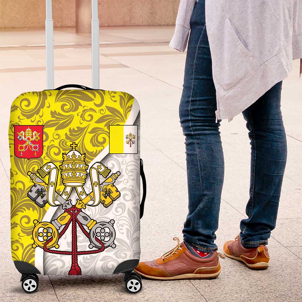 Vatican City Luggage Cover Papal Keys & Tiara Emblem with Gold Baroque Pattern
