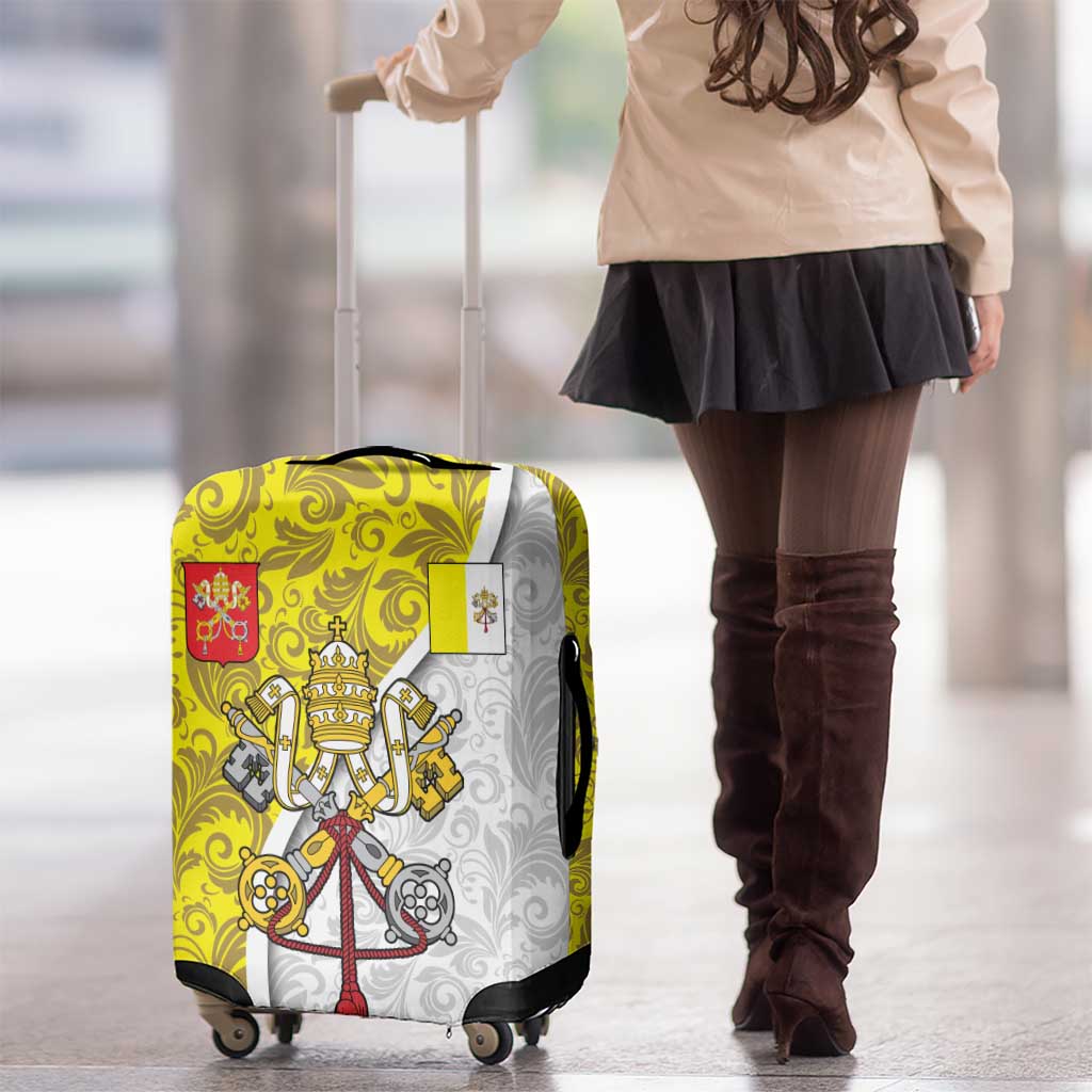 Vatican City Luggage Cover Papal Keys & Tiara Emblem with Gold Baroque Pattern