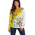 Vatican City Off Shoulder Sweater Papal Keys & Tiara Emblem with Gold Baroque Pattern