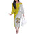 Vatican City Off The Shoulder Long Sleeve Dress Papal Keys & Tiara Emblem with Gold Baroque Pattern