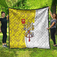 Vatican City Quilt Papal Keys & Tiara Emblem with Gold Baroque Pattern