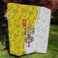 Vatican City Quilt Papal Keys & Tiara Emblem with Gold Baroque Pattern