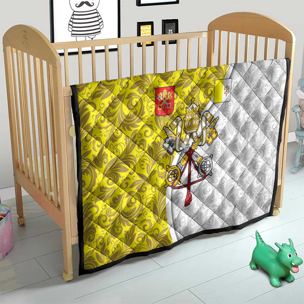 Vatican City Quilt Papal Keys & Tiara Emblem with Gold Baroque Pattern