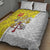 Vatican City Quilt Bed Set Papal Keys & Tiara Emblem with Gold Baroque Pattern