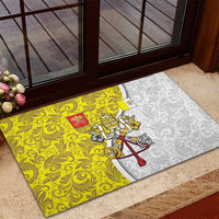 Vatican City Rubber Doormat Papal Keys & Tiara Emblem with Gold Baroque Pattern